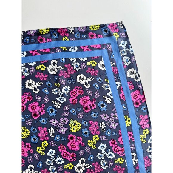 NWT ETEREO Blue Pink Floral Silk Twill 27" x 27" Square Scarf - Picture 4 of 11